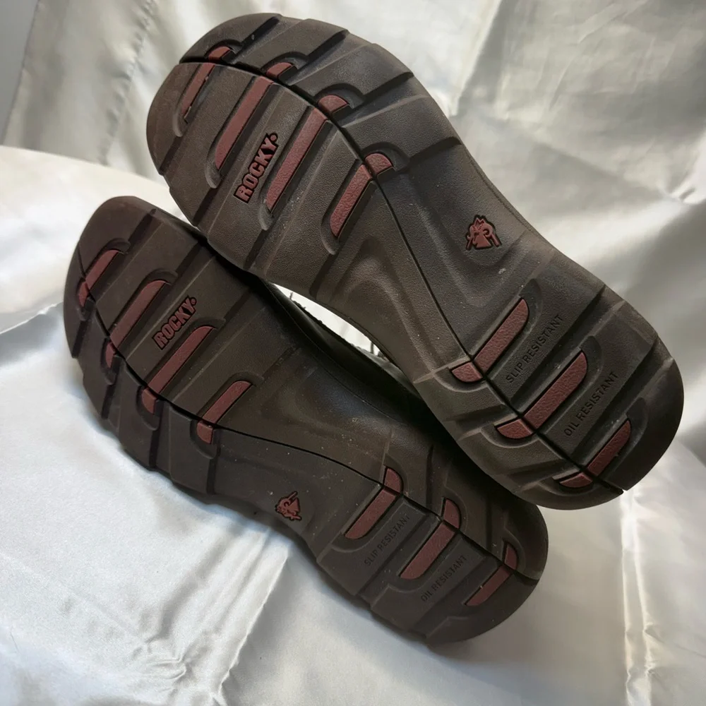 Metro Style Men Boots Rocky Brand Dark Brown Leather Chukka Boots Rubber Sole